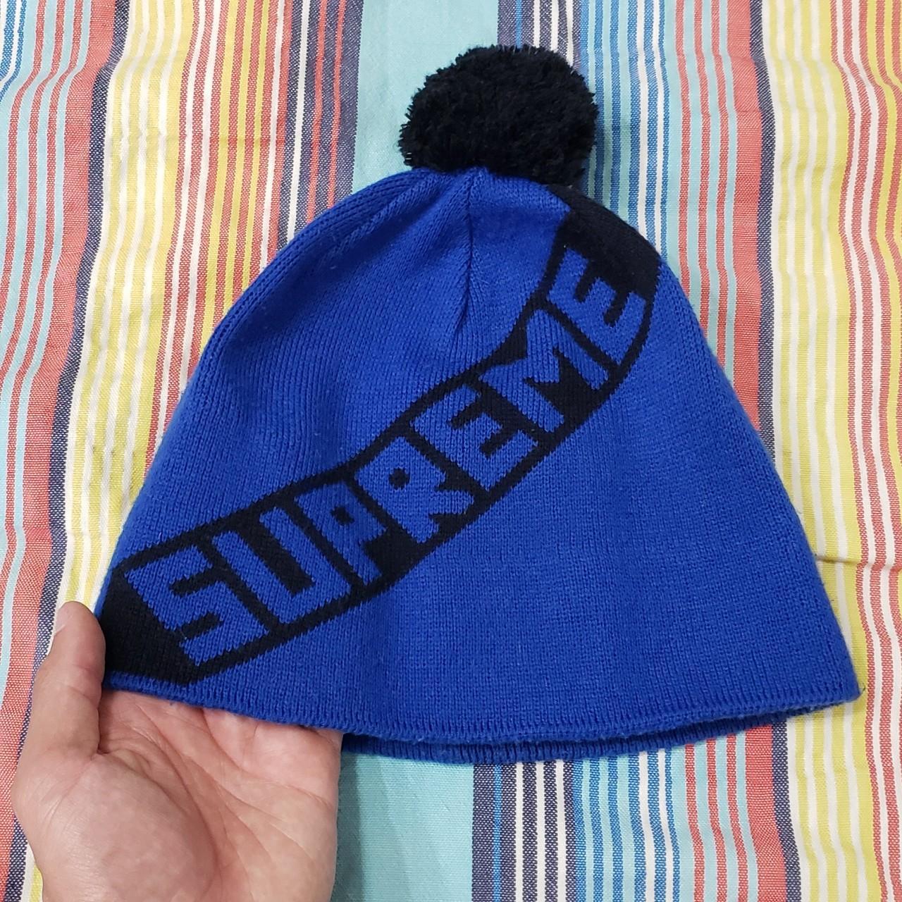 Supreme Pom Beanie Hat Blue size OS good condition Depop