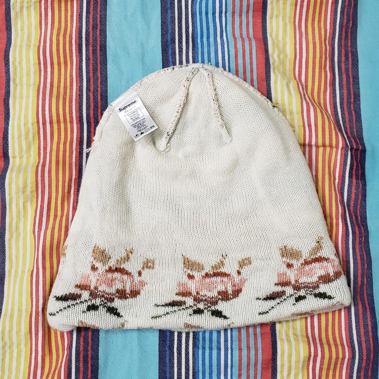 Supreme Rose Jacquard Beanie Hat Natural /... - Depop