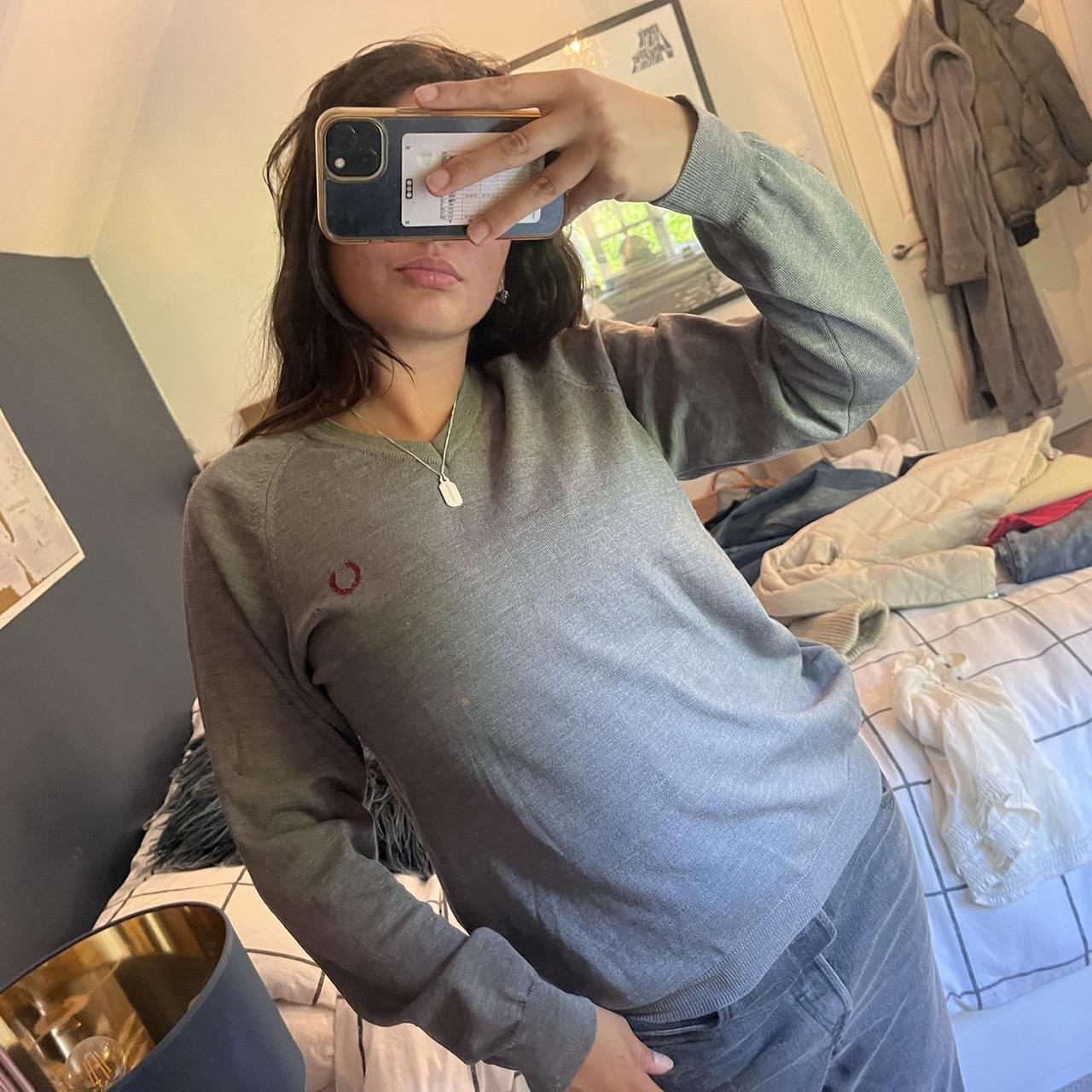 Fred Perry grey jumper Size M Message for more info x Depop