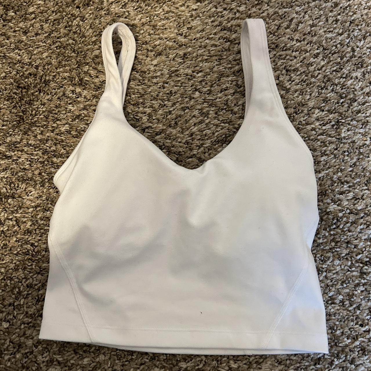✿ SO white tank top with lace trim & built in bra - Depop