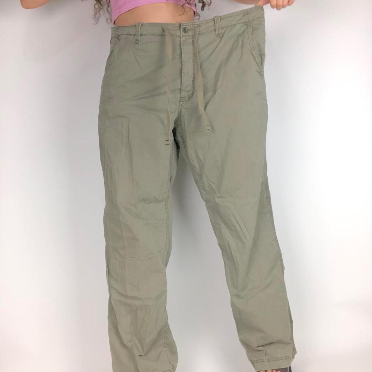 Y2k green high waisted pants By Gap! Drawstring in... - Depop