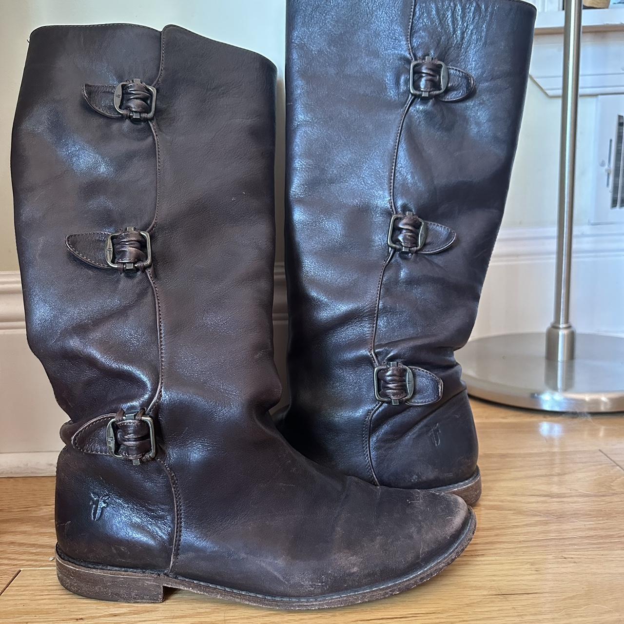 Vintage Leather FRYE Buckle Boots! - Excellent... - Depop