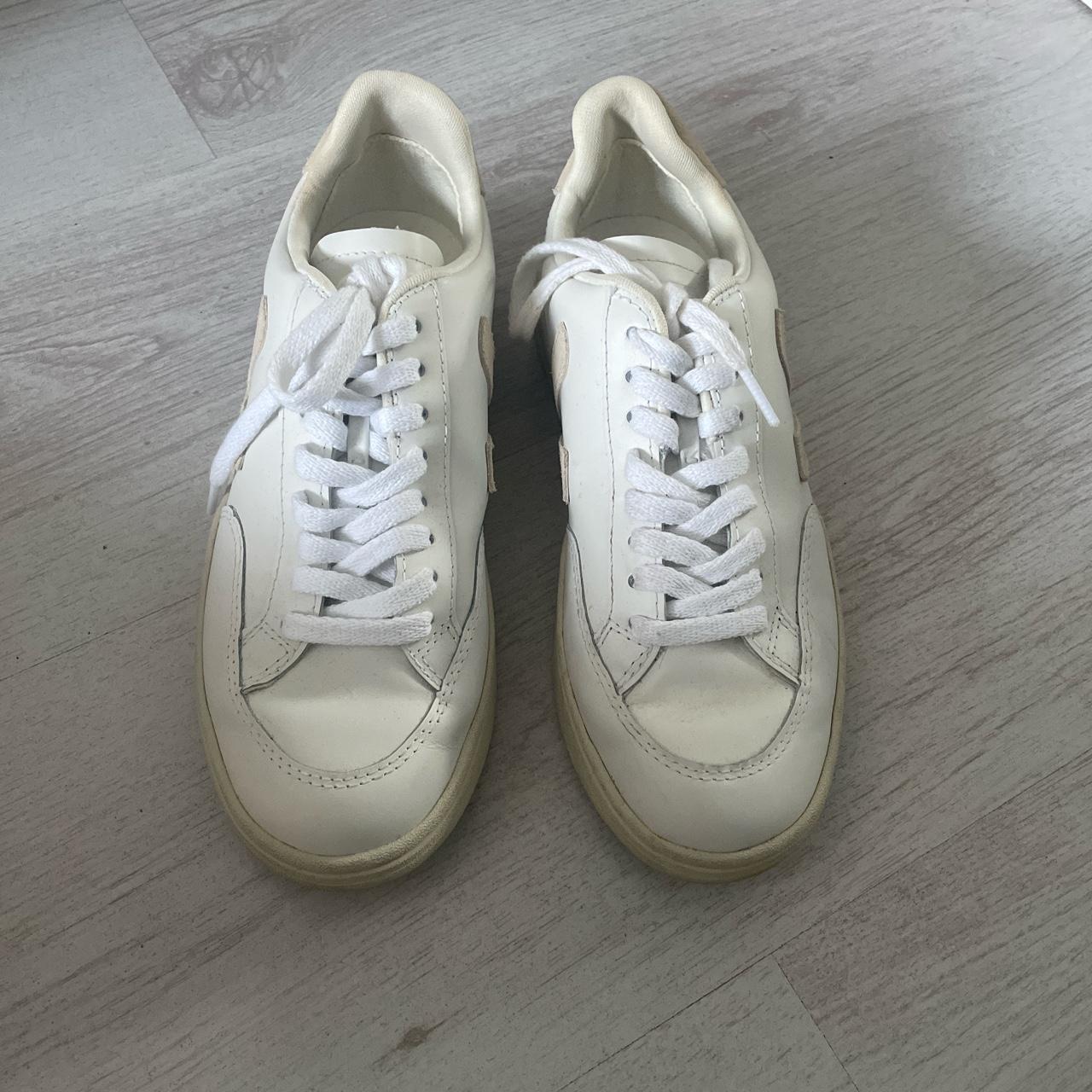 Veja, cream and white. Size 5, worn a couple times,... - Depop