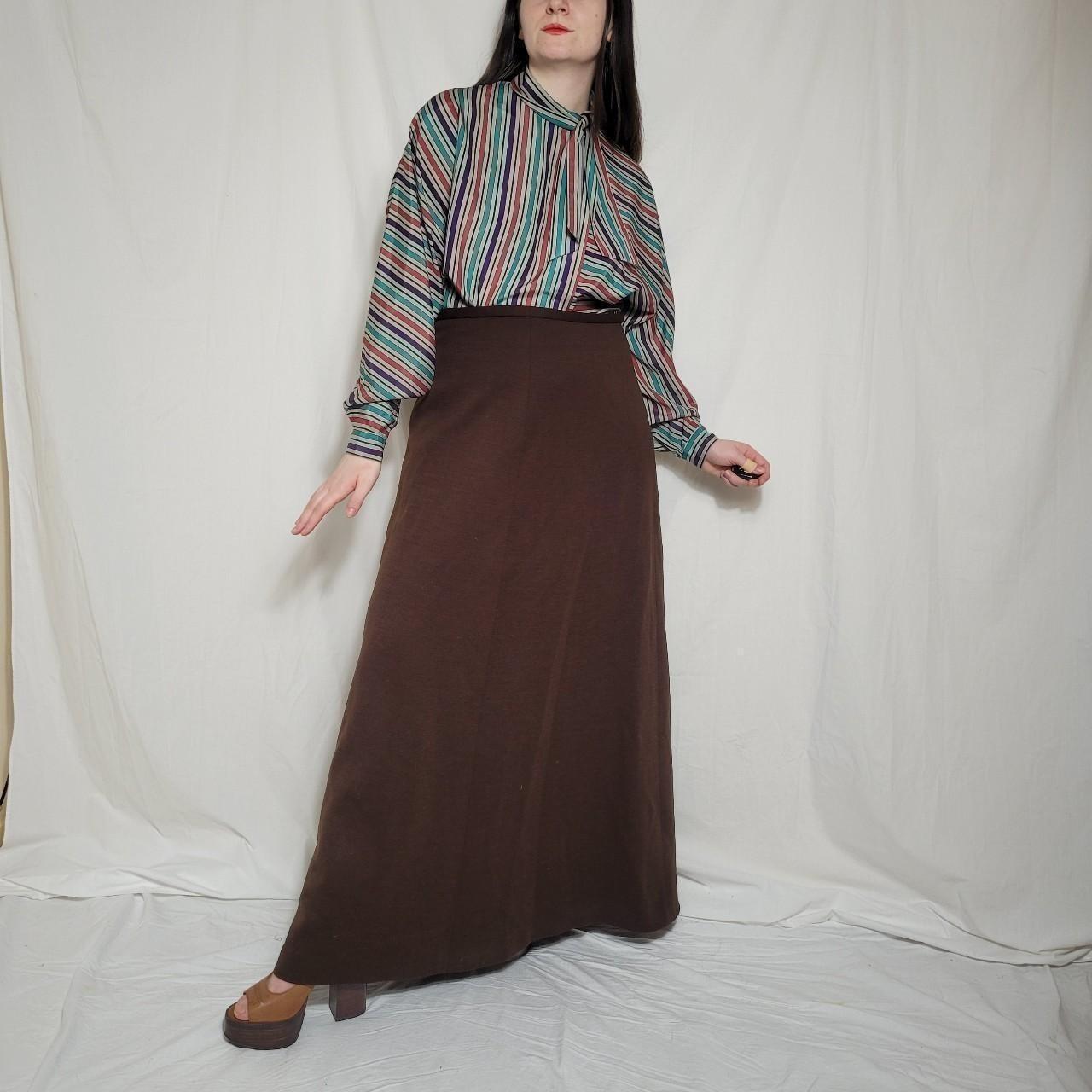 Vintage 80s highwaisted brown maxi skirt Brand -... - Depop