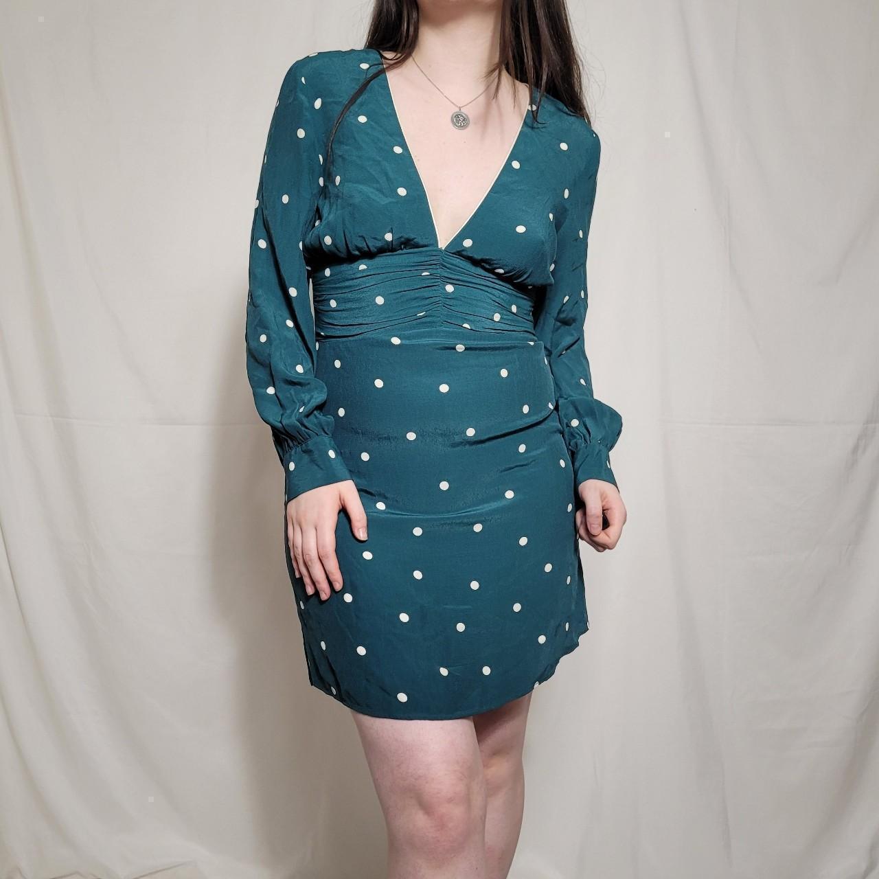 Vintage polka dot green mini dress Brand Depop