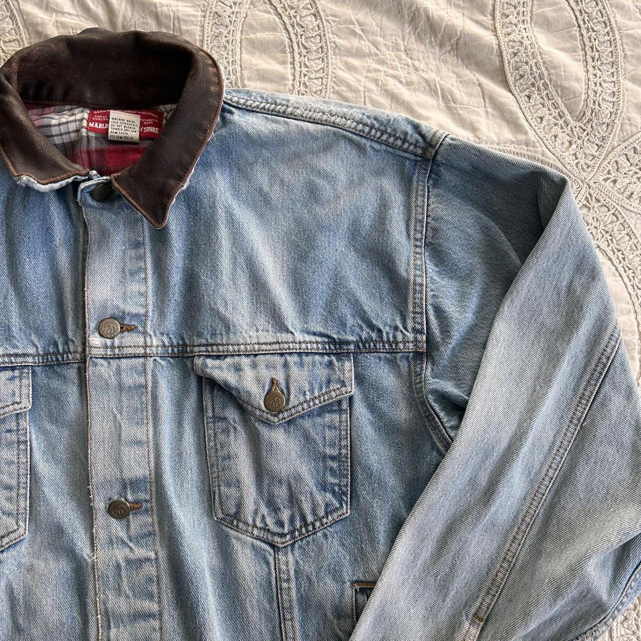 super sick vintage Marlboro denim jacket size: mens... - Depop