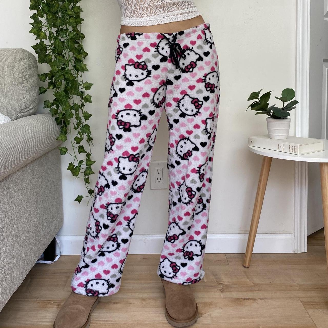00s White Hello Kitty Pj Pants - Icon all over... - Depop