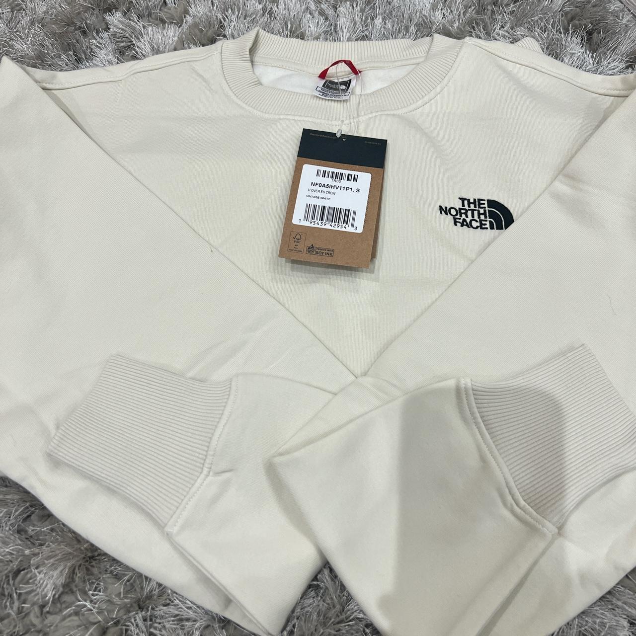 North Face Beige Sweatshirt. Embroidered logo on the... - Depop