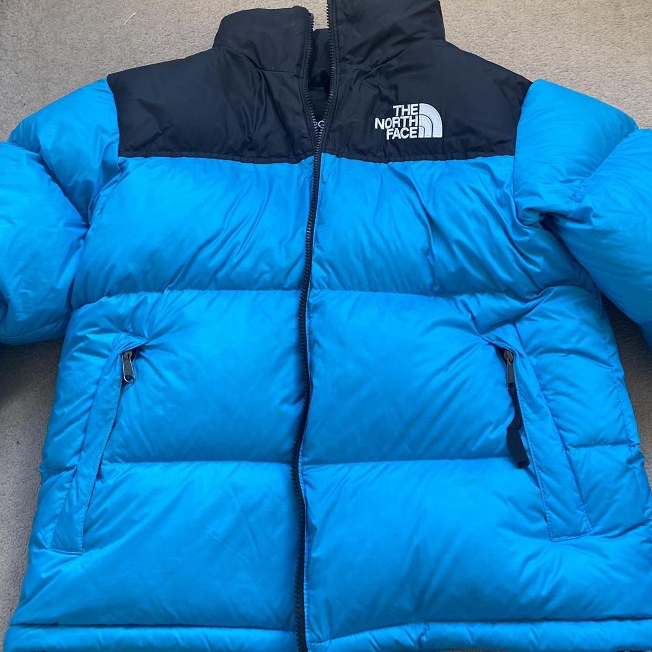 blue north face puffer jacket overall good... - Depop