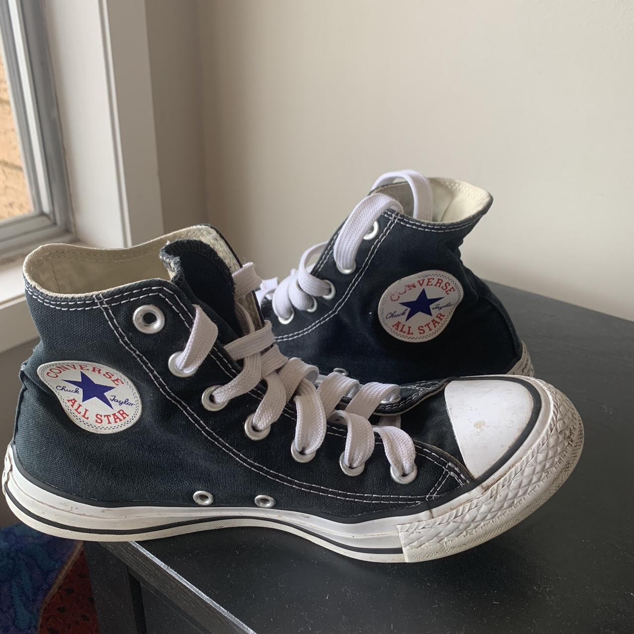 CONVERSE all star black and white Small stains at... - Depop