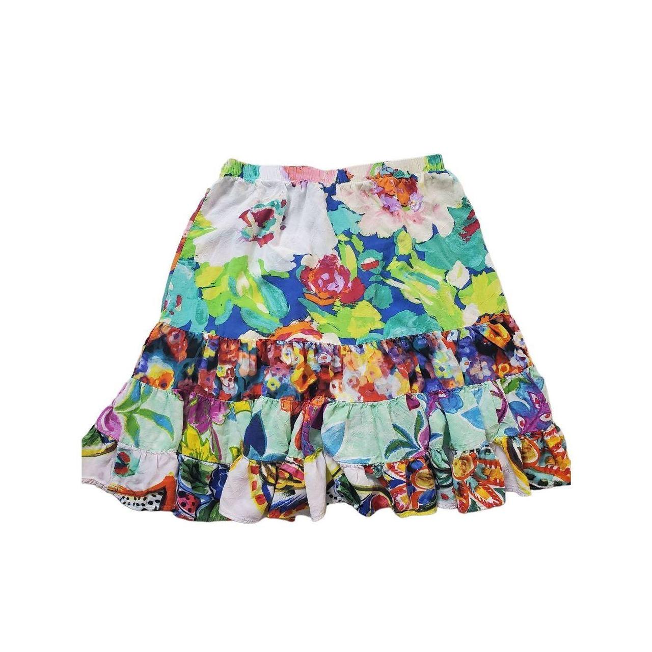 Jams World Tropical Floral Art to Wear Layered Mini... - Depop