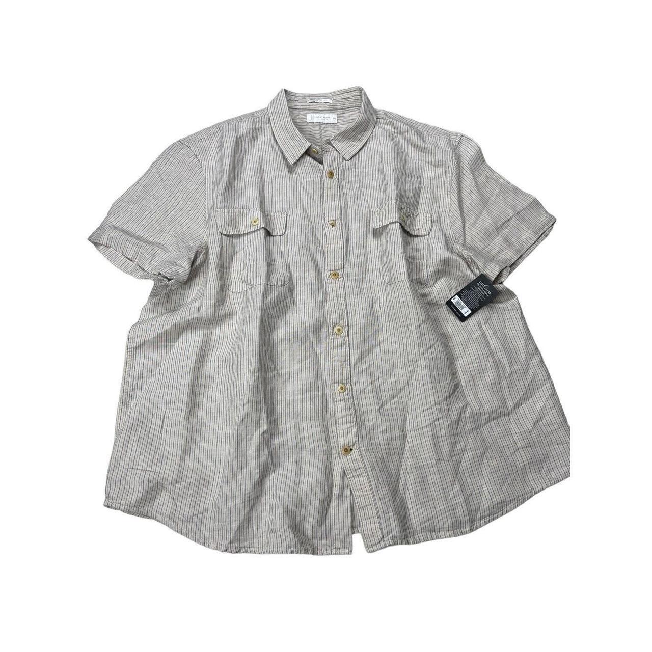 Lucky Brand Lucky Brand Men's Linen Short Sleeve Stripe Button Up Shirt