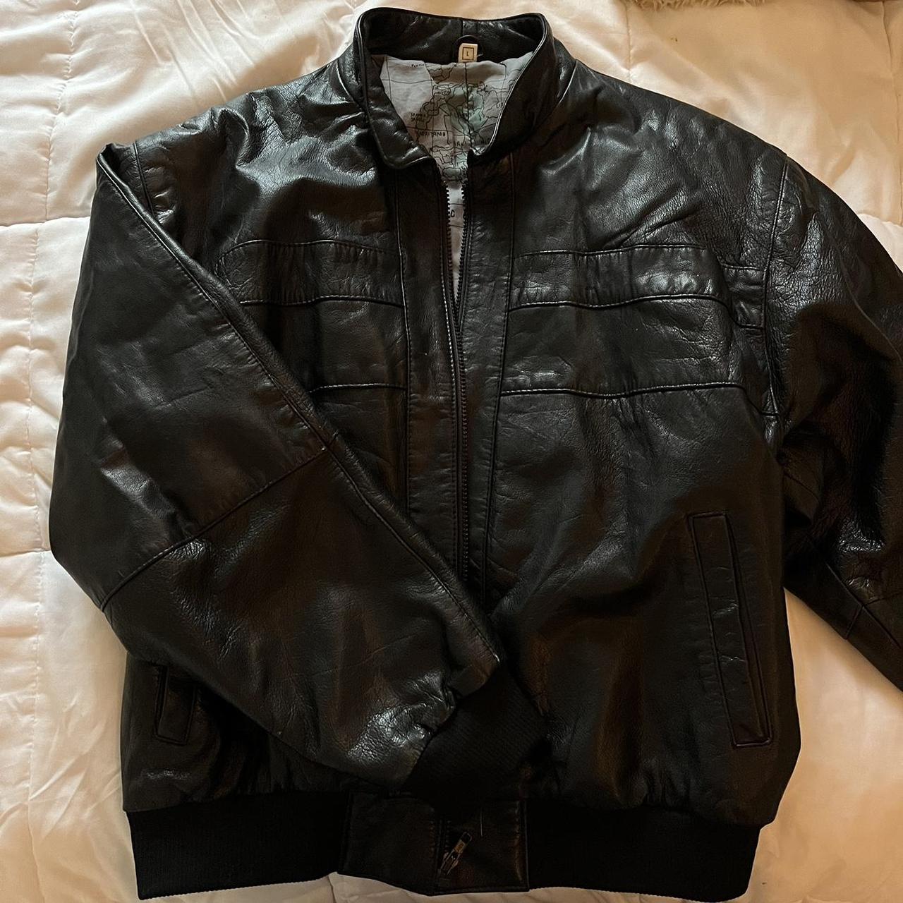 vintage 90s men’s leather jacket!! incredible sturdy... - Depop