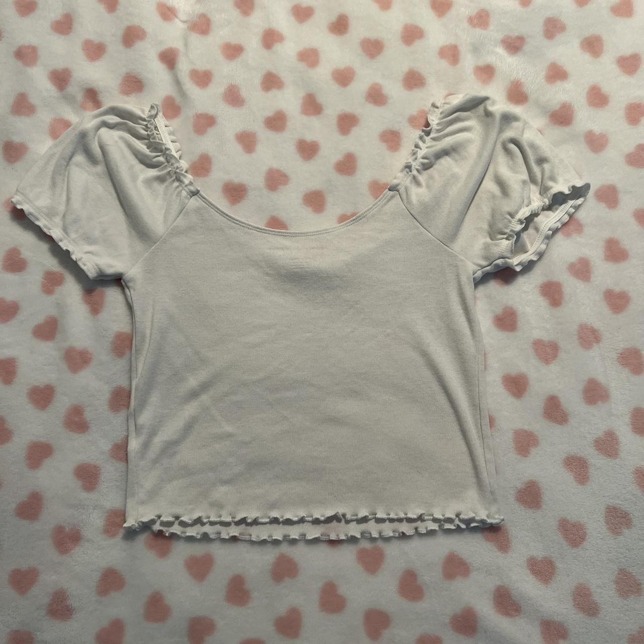 american eagle white crop top. cutest bow in the... - Depop