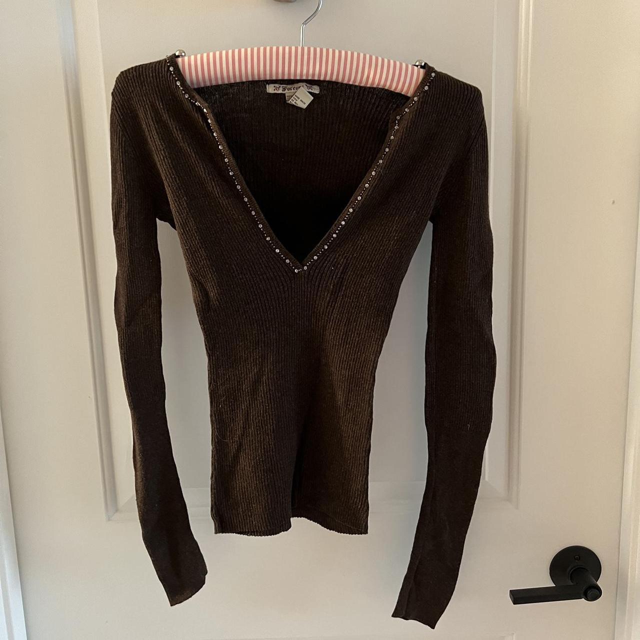 vintage forever 21 brown long sleeve top the... - Depop