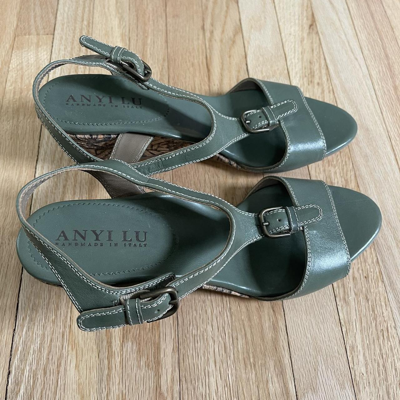 Anyi Lu Lola deep green open toe heeled sandals Depop