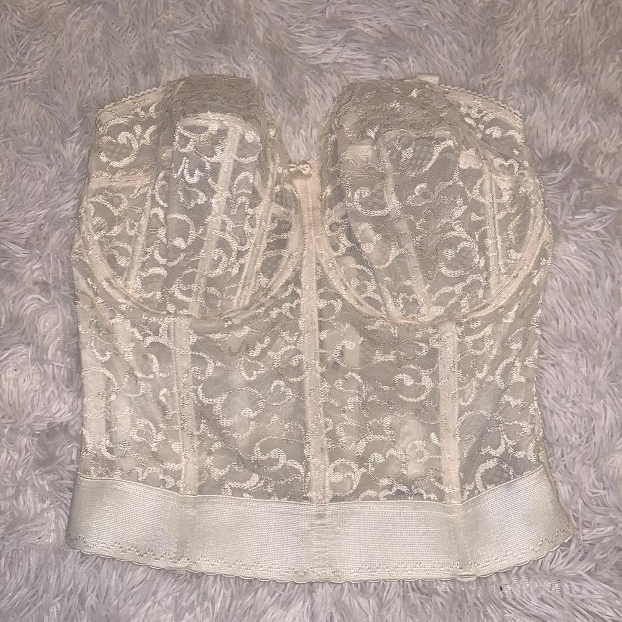 Goddess Women's Cream and White Bra | Depop