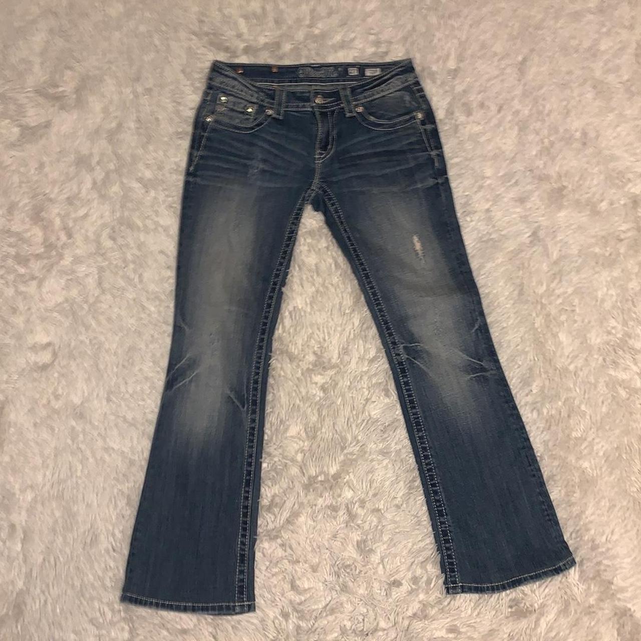 Miss Me Low Rise Boot Stretch Jeans Size 27 14... - Depop