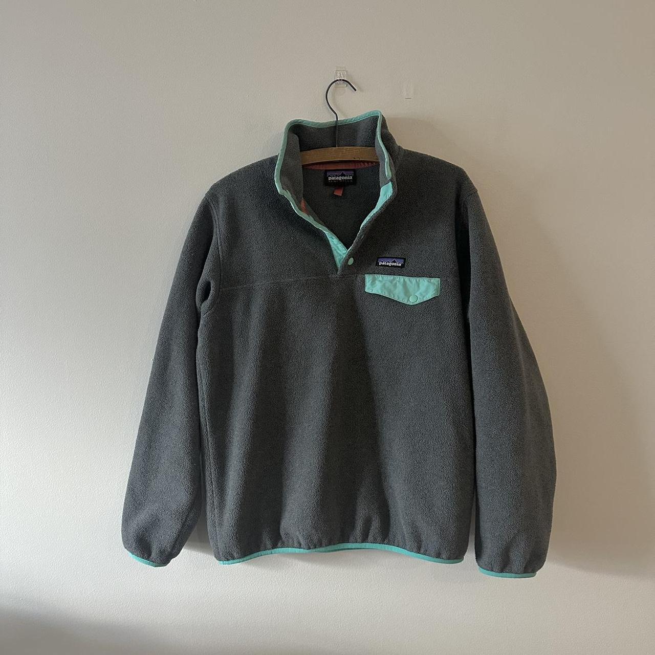 Patagonia hot Synchilla Teal and Gray, Women’s Large