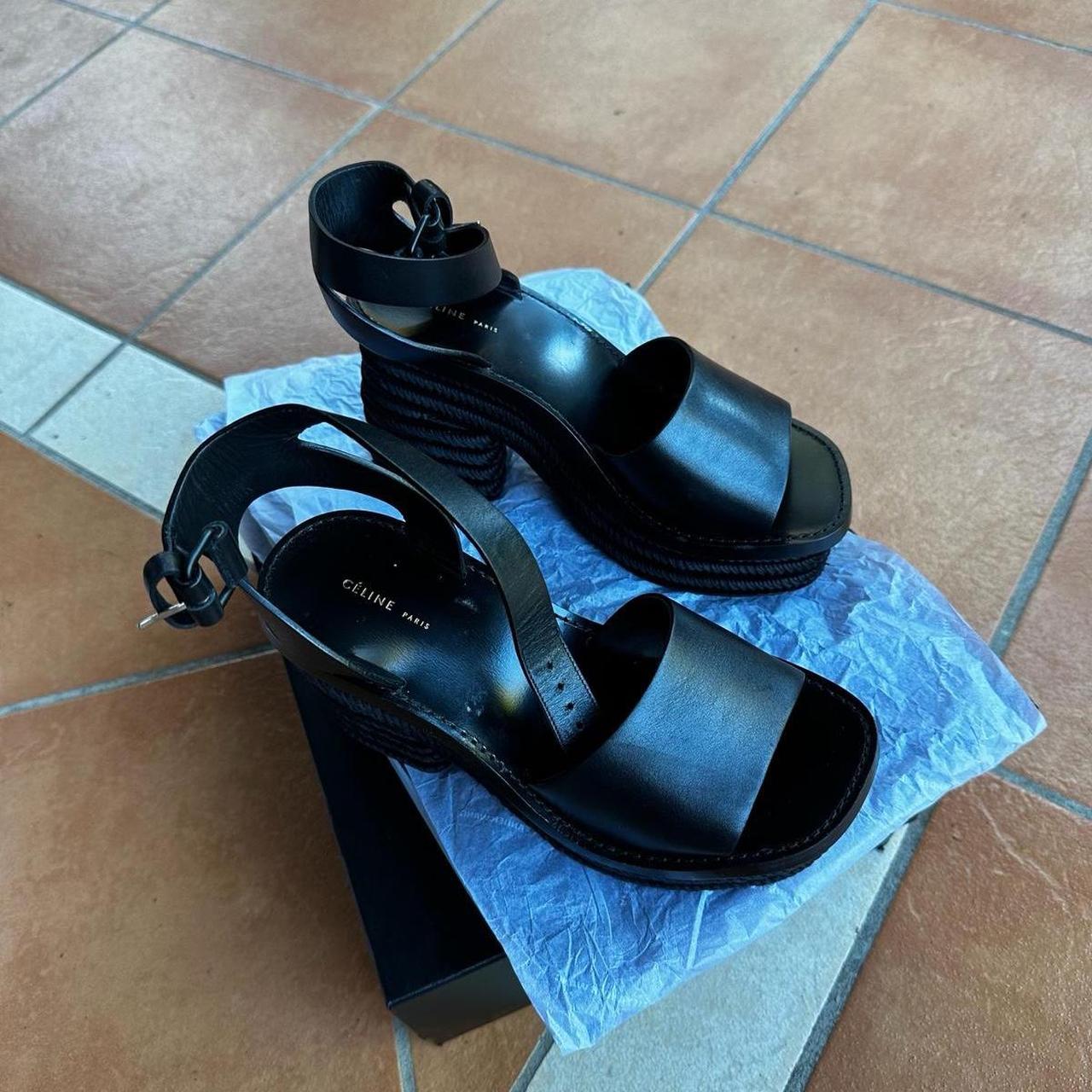Old Celine platform sandals with rope detailing... - Depop