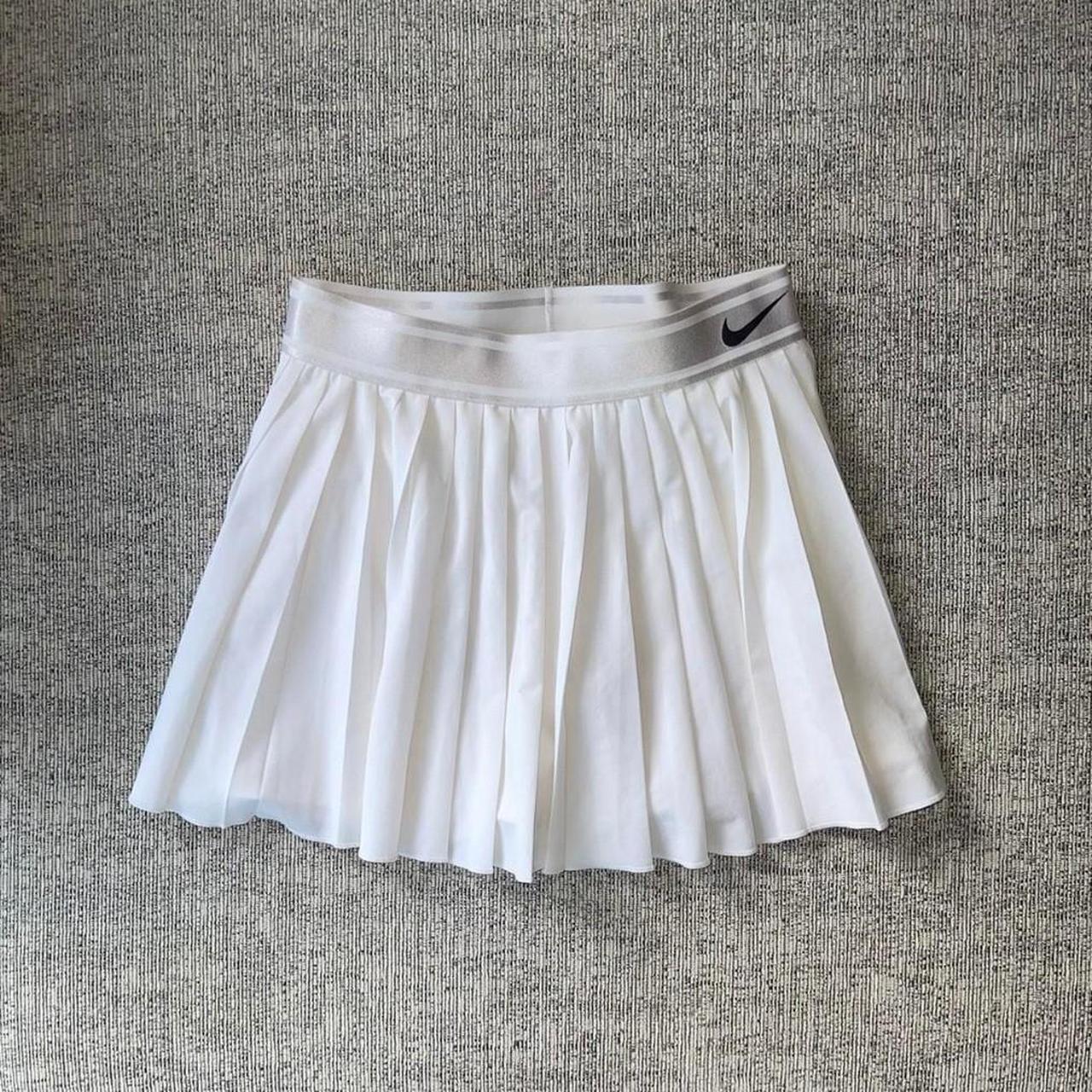 pleated white nike skirt