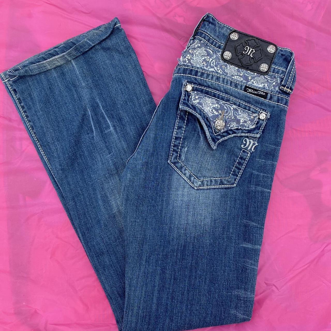 Miss Me Women's Navy and Blue Jeans Depop