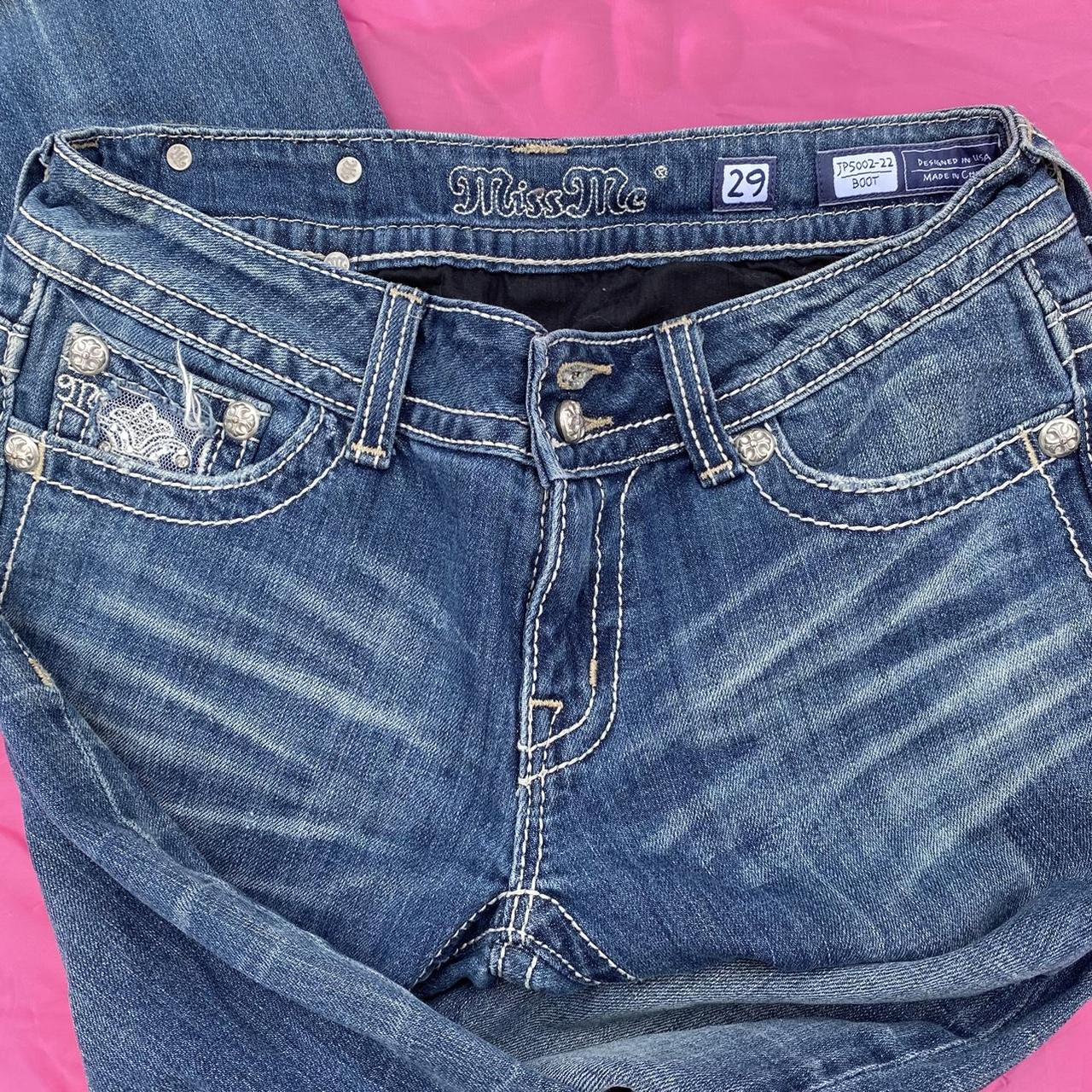 Miss Me Women's Navy and Blue Jeans Depop