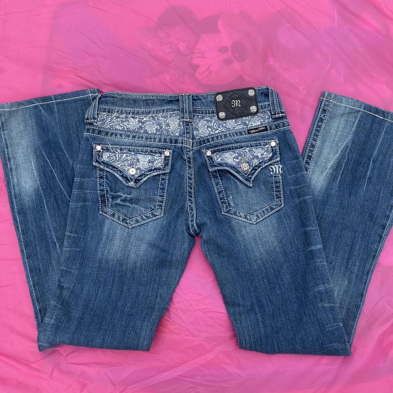Miss Me Women's Navy and Blue Jeans Depop