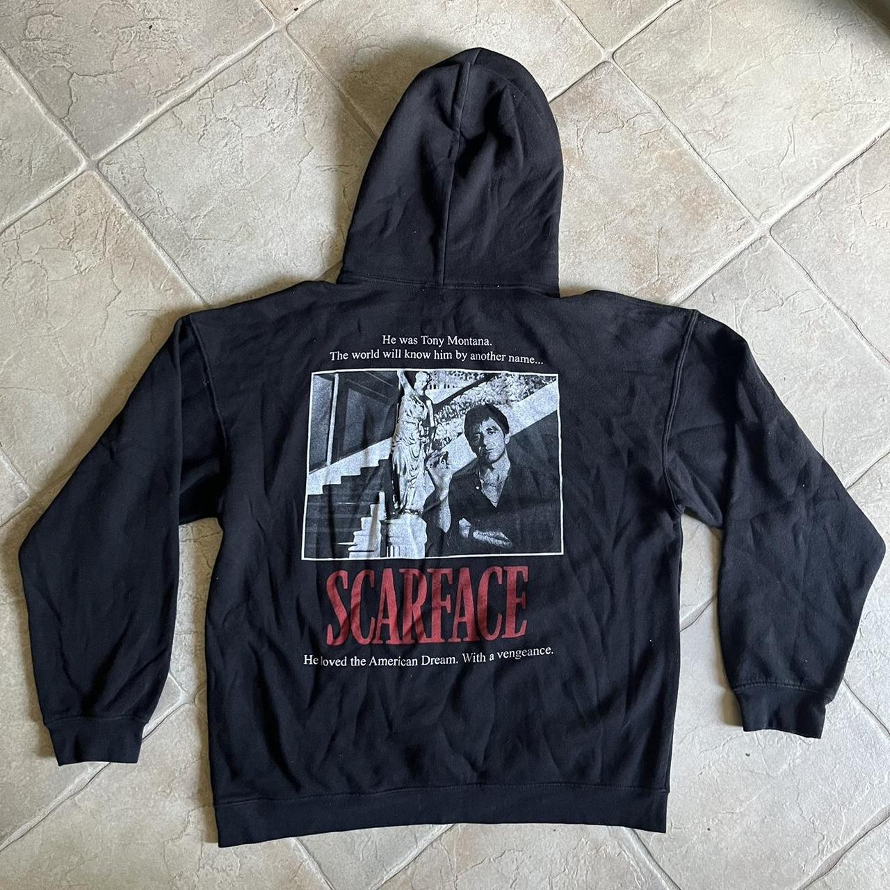 Scarface Hoodie w/ front and back print - size large... - Depop