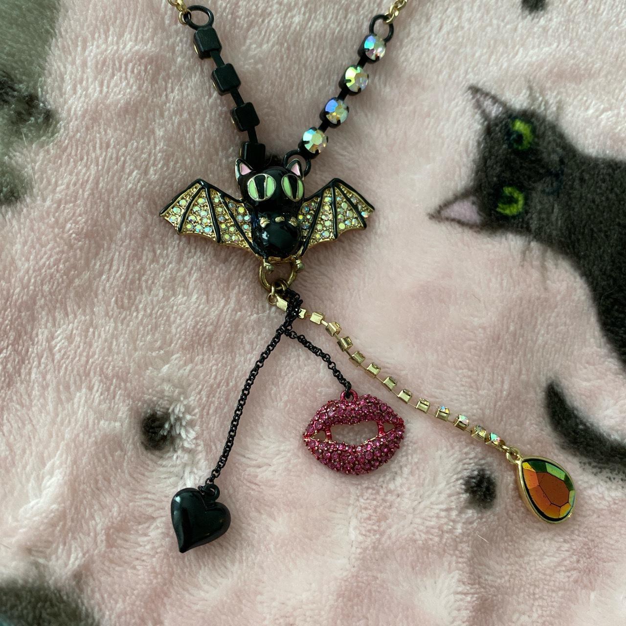 Betsey Johnson | Jewelry | Betsey Johnson Gold Alloy And Multicolored  Rhinestone Bat Brooch And Nec | Poshmark