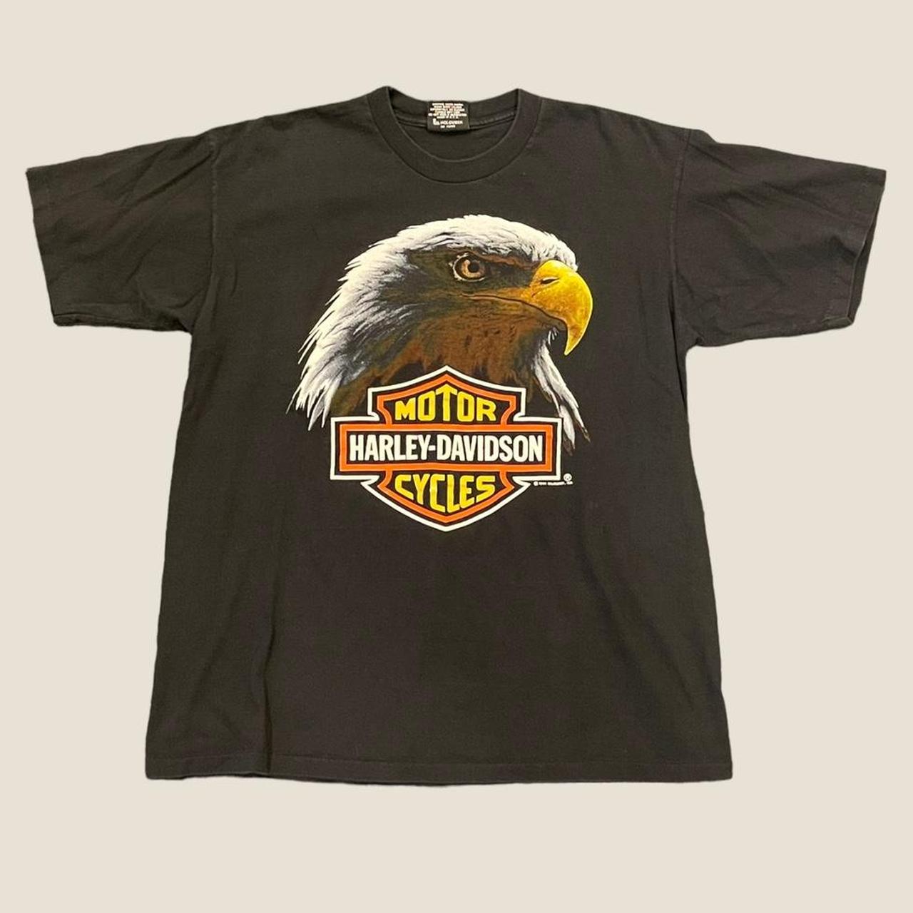 Vintage Harley Davidson tee Crazy eagle big logo... - Depop