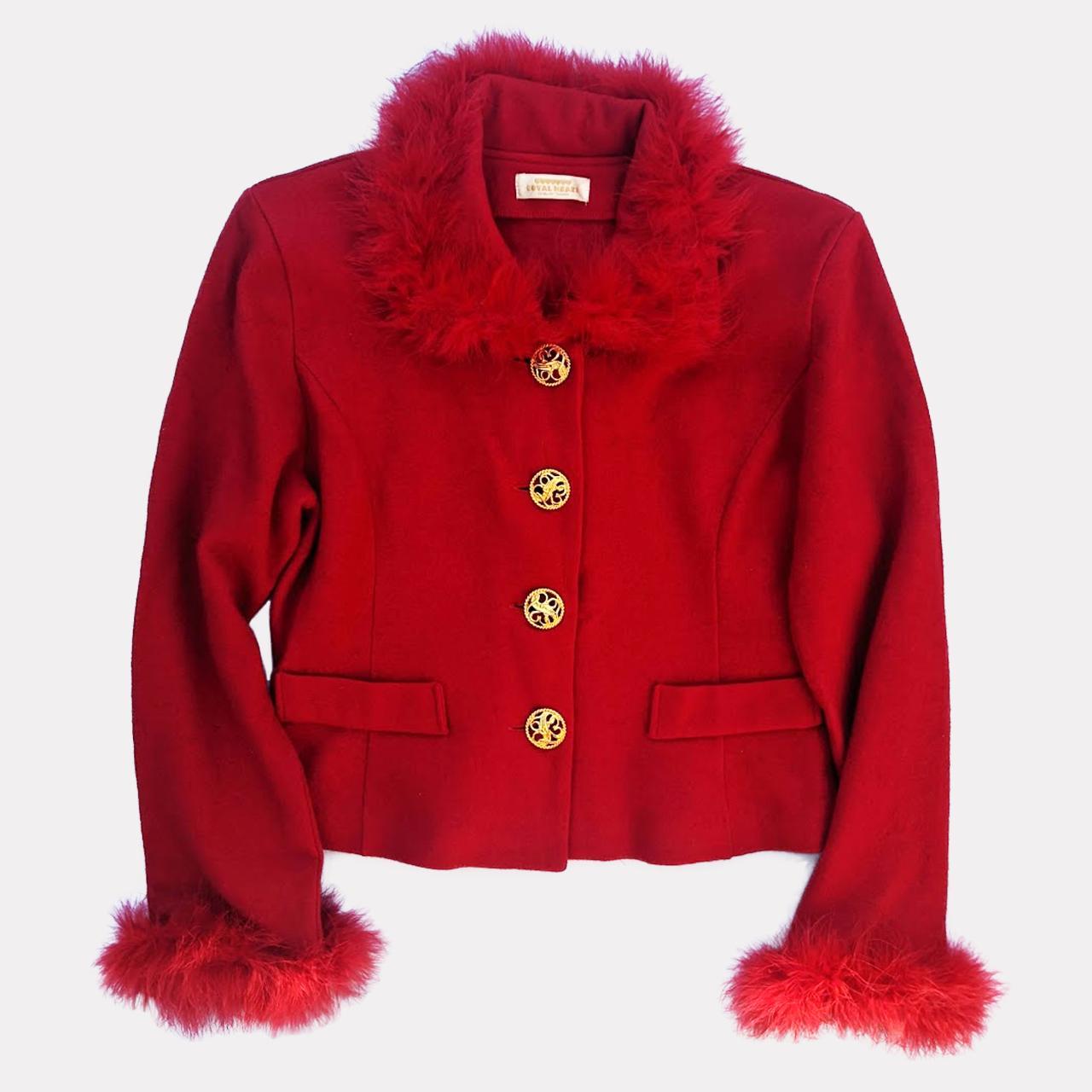 Women's Red and Gold Jacket Depop