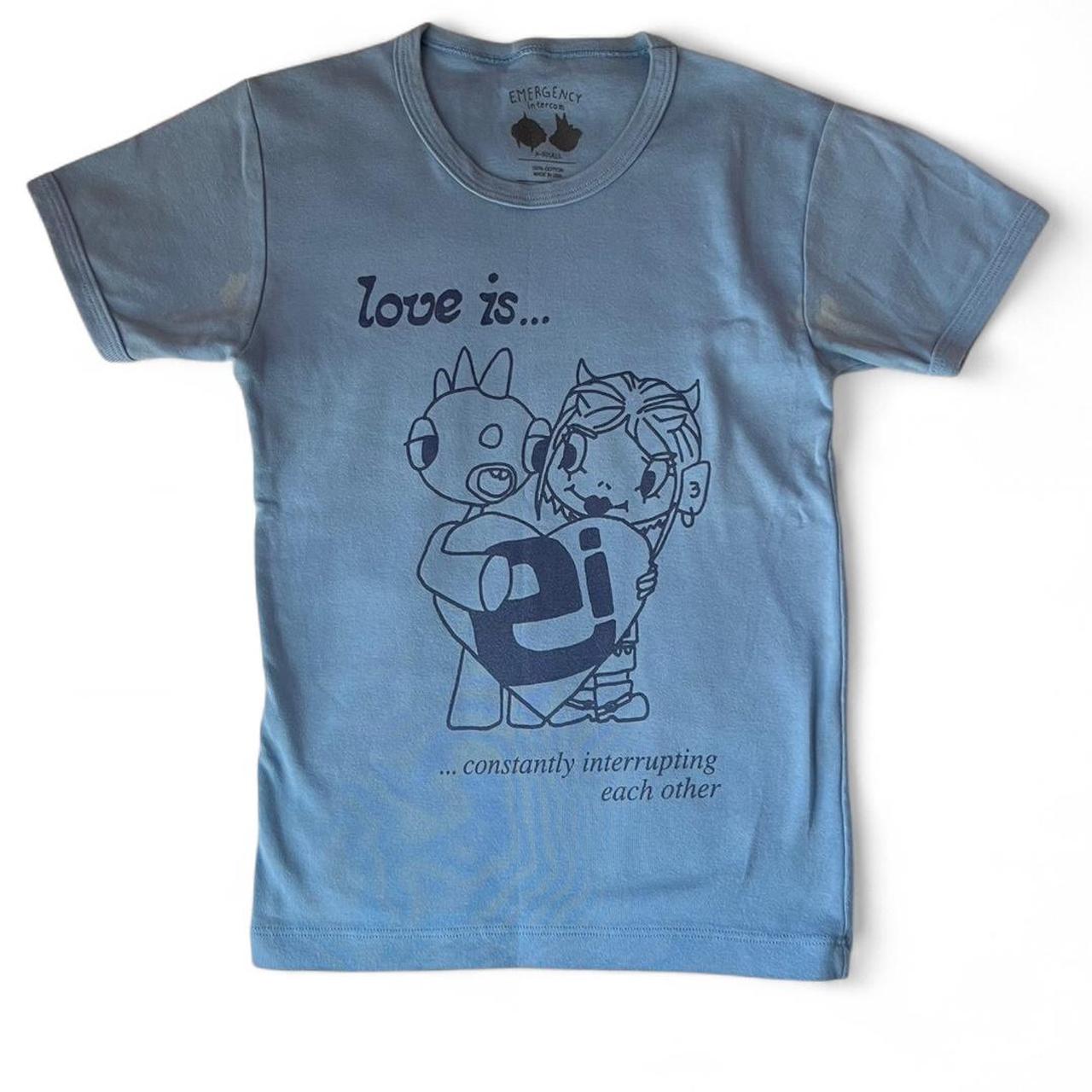 Blue Emergency Intercom “Love is..." cotton baby tee... | Depop