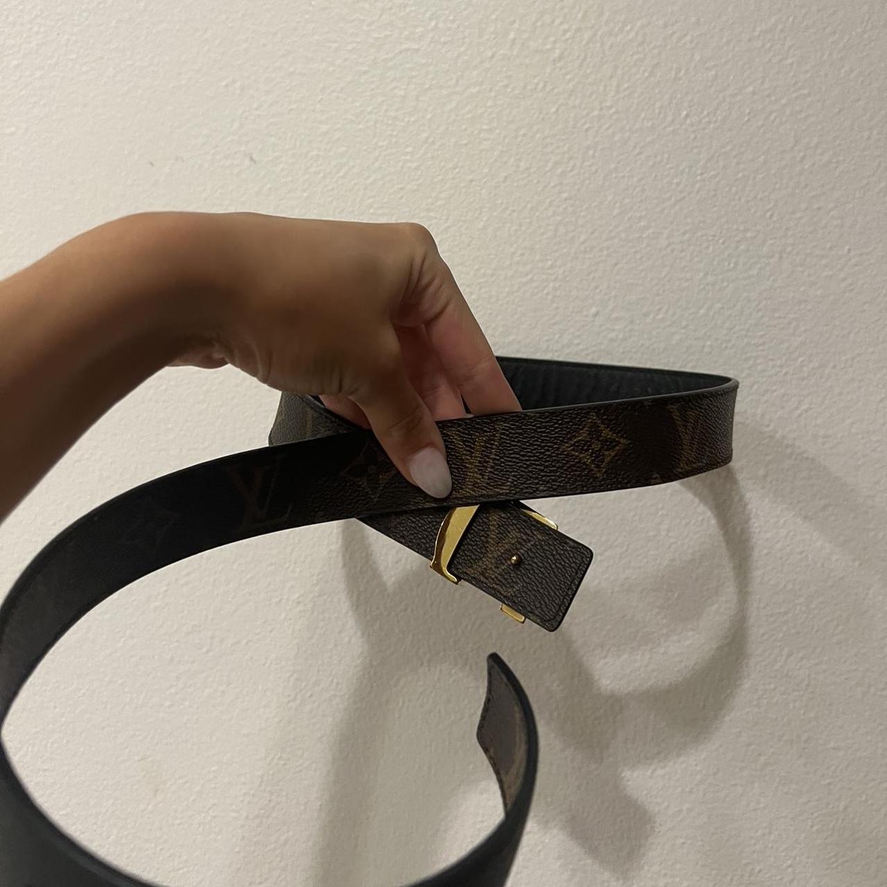 BLACK LV BELT WITH GOLD BUCKLE used like new it's a - Depop