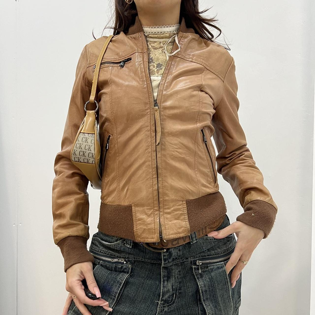 leather jacket a-2 brown y2k Vintage 90s y2k Chevirex Leather