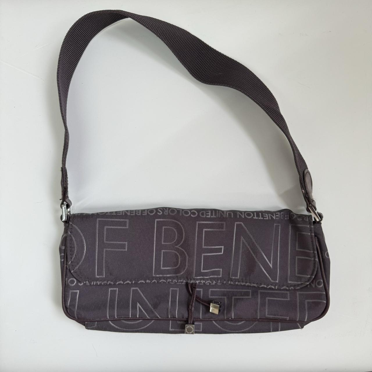 y2k vintage Benetton purple monogram shoulder bag... - Depop