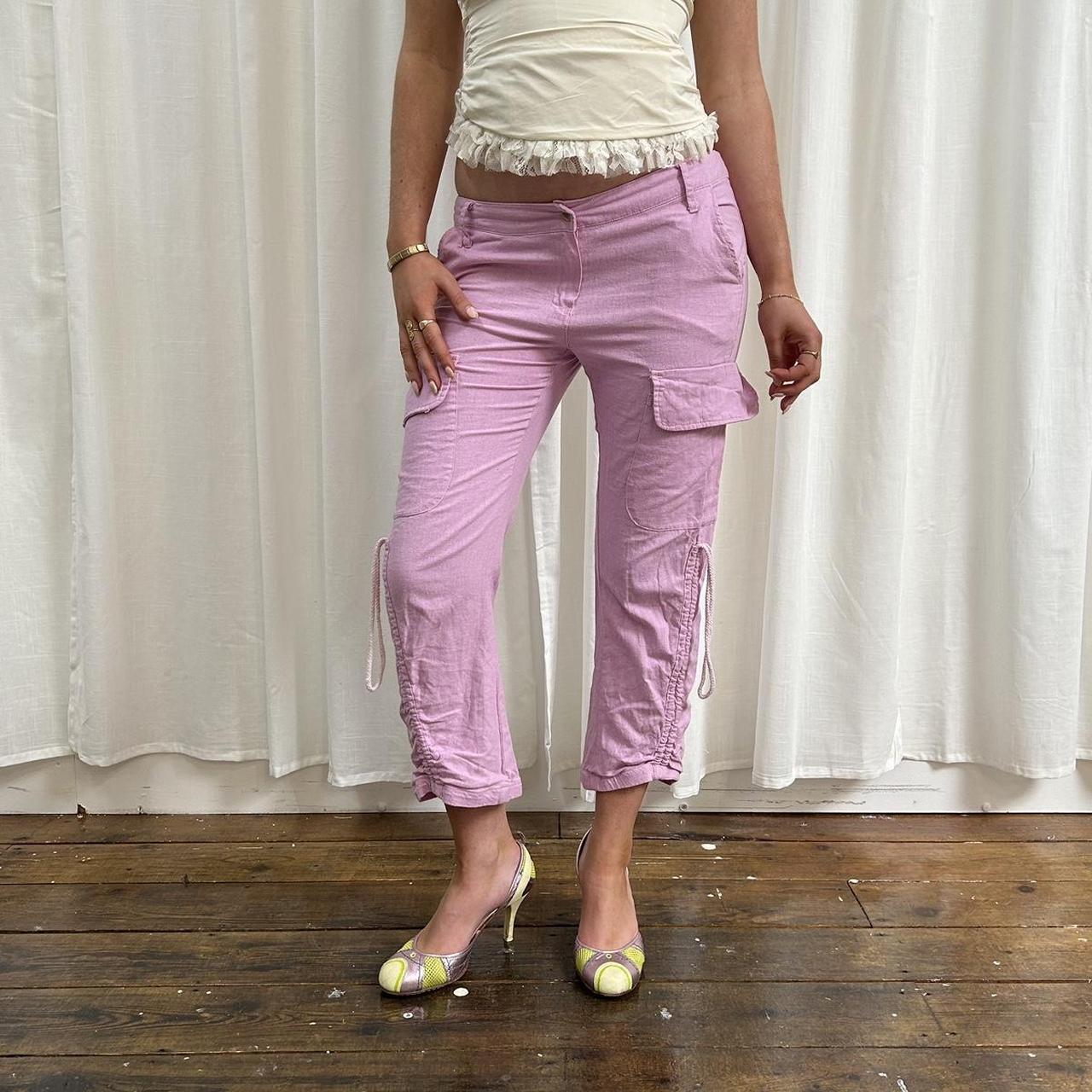 Y2k vintage pink capri cargo pants Low rise