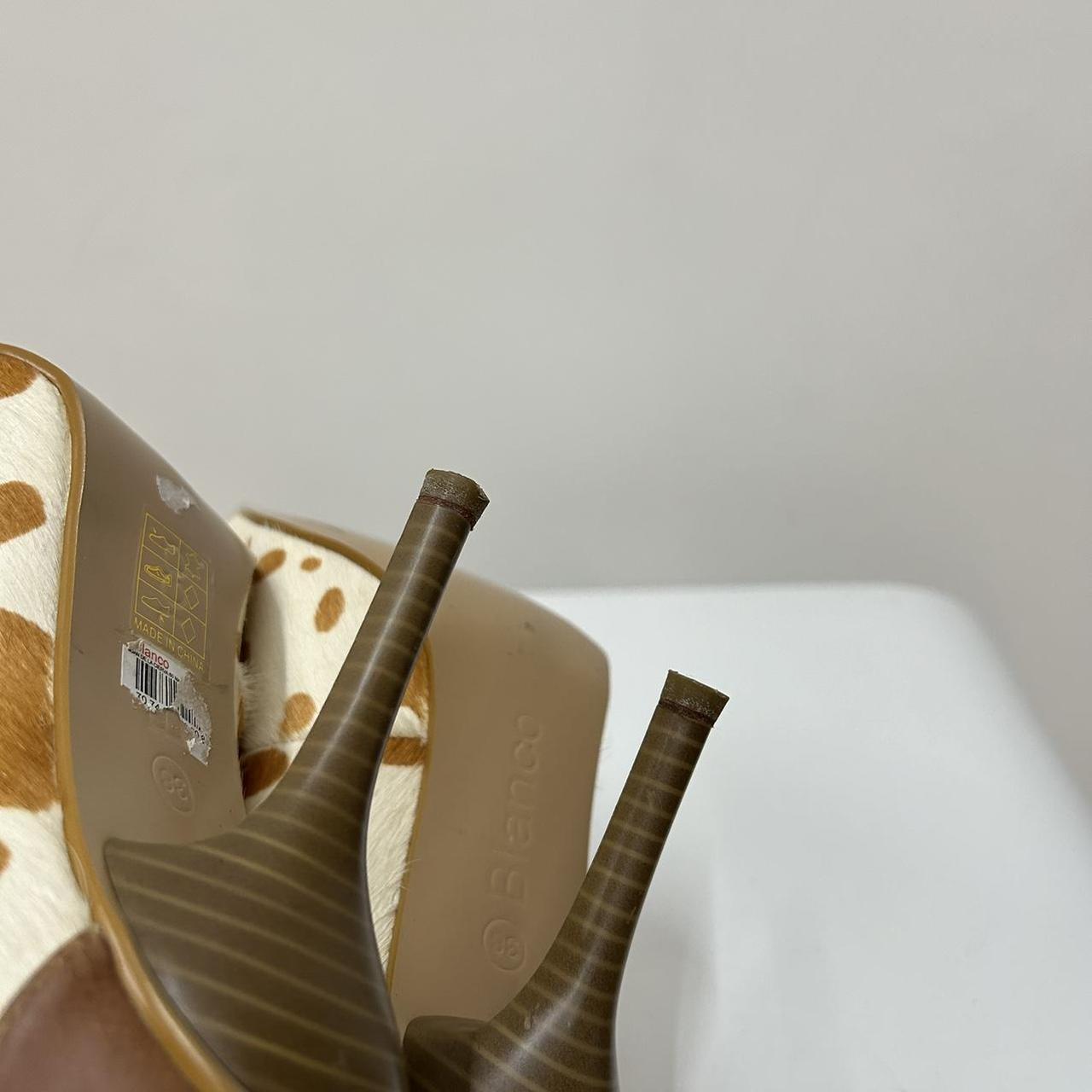 Y2k cowprint pony hair lether pointy stiletto kitten... Depop