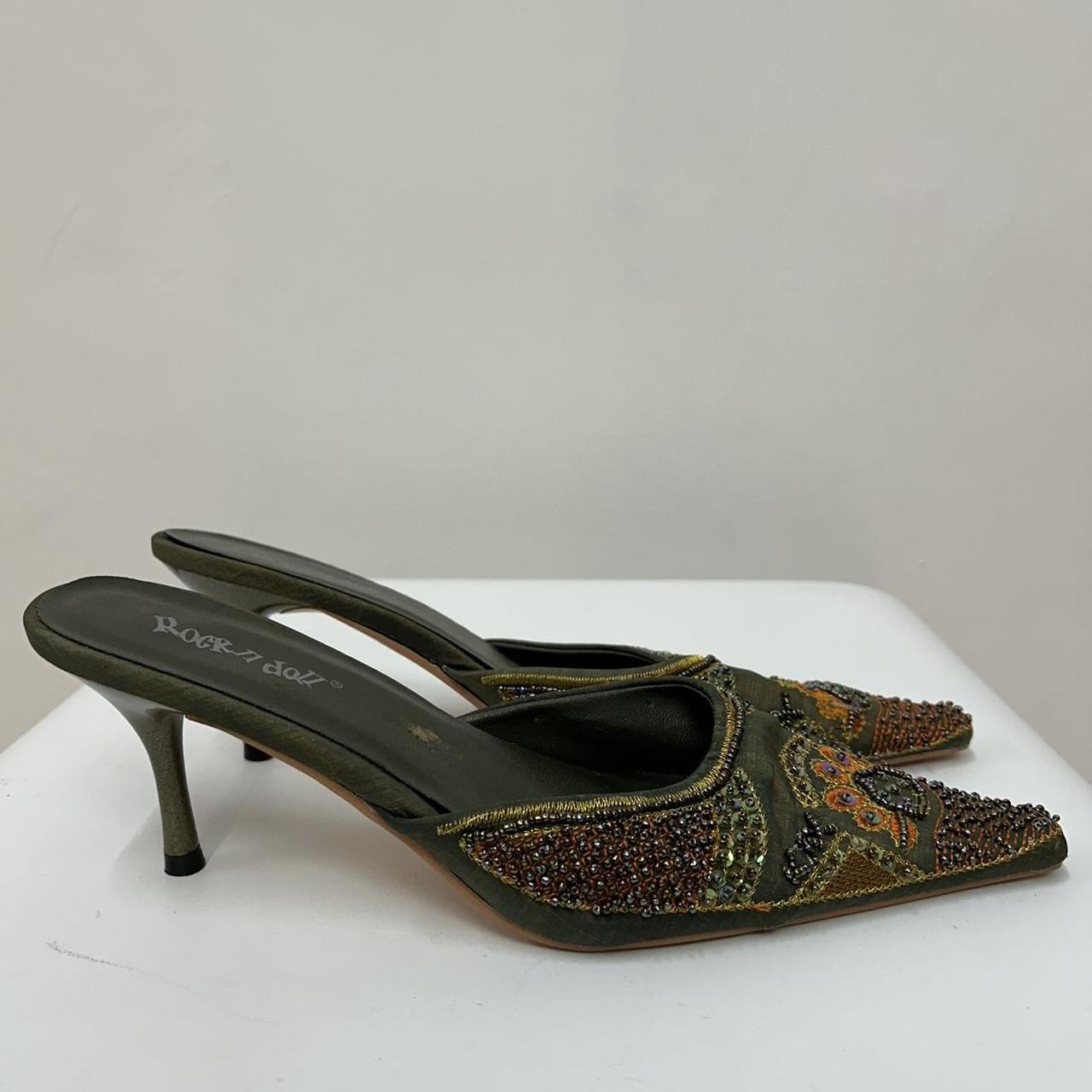 Y2k beaded green gold sequin iridescent embellished... Depop