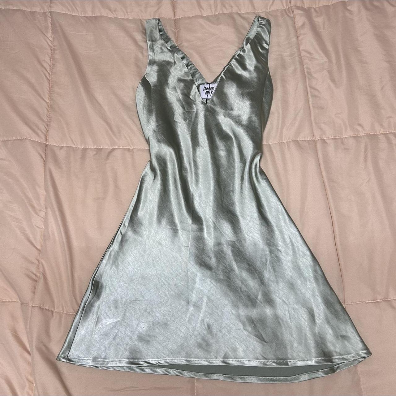Princess Polly Sage Green Slip Mini Dress Silky... Depop