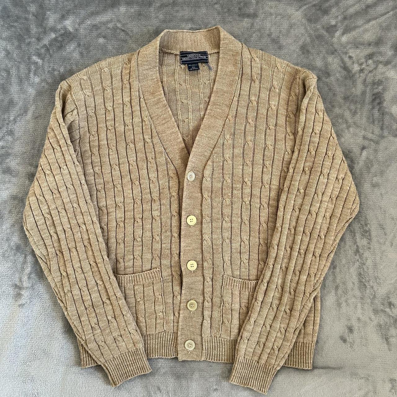 Tan Button Up Knit Cardigan Such a perfect layering... - Depop