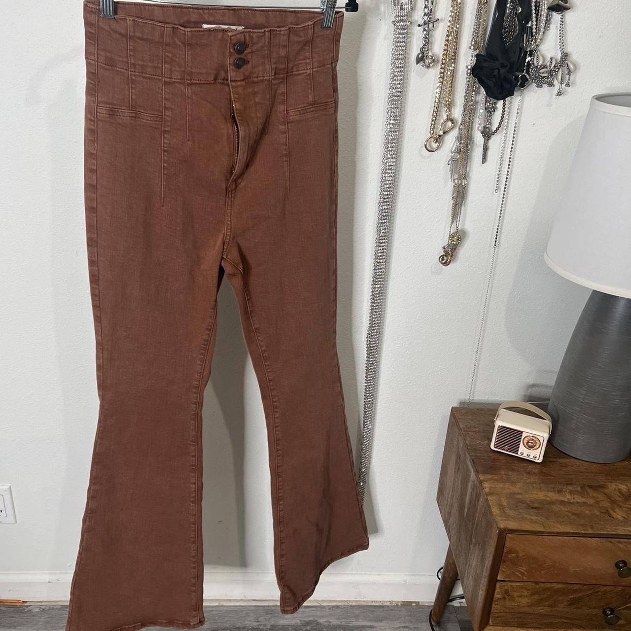 FREE PEOPLE Jayde Womens Flare Corduroy Pants - BROWN