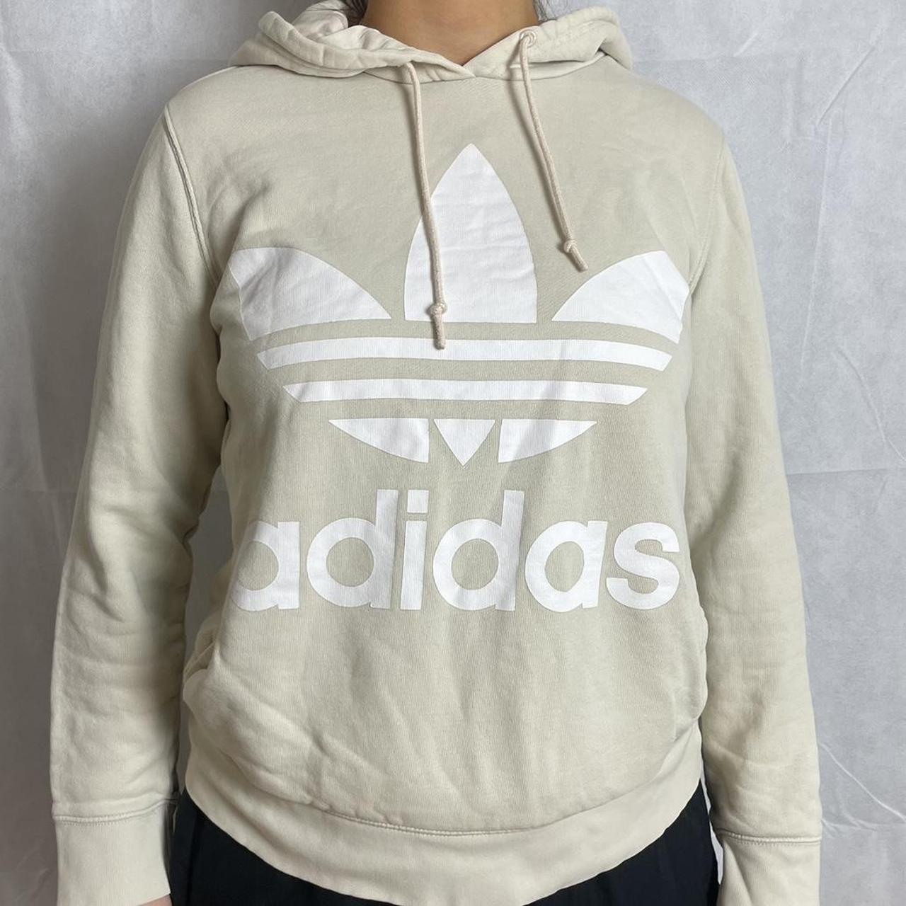 Vintage Adidas Cream Hoodie, Marks photographed.... - Depop