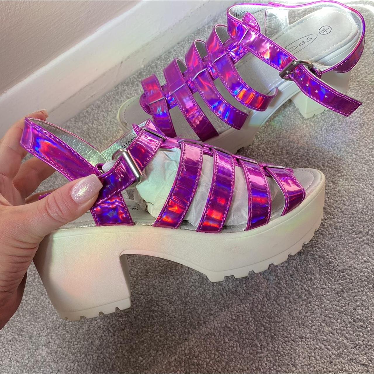 Iridescent sales platform sandals