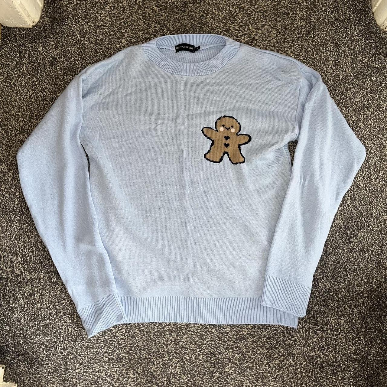 Prettylittlething Blue Gingerbread Man Jumper Only... Depop
