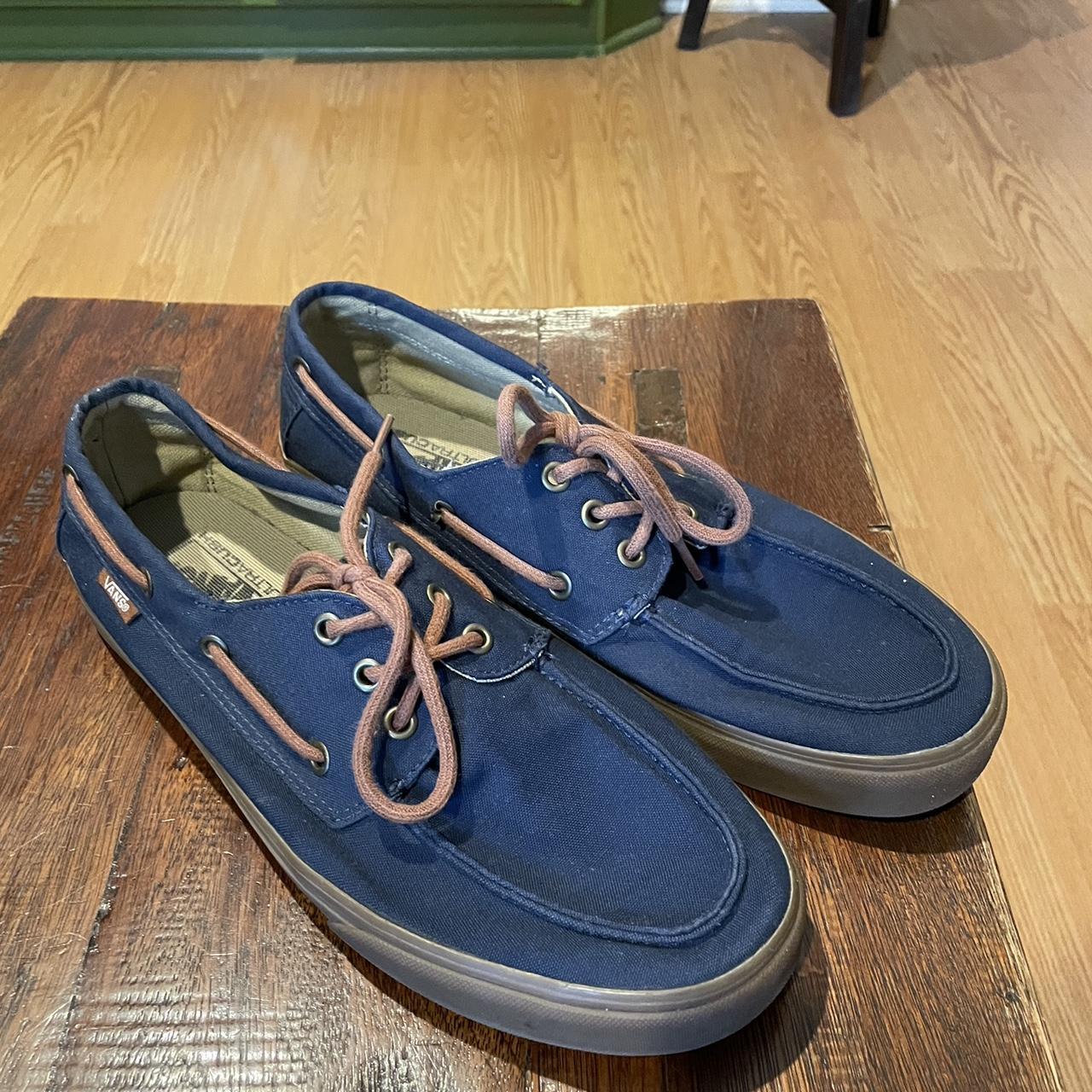 Vans Men's Navy and Brown Boat-shoes | Depop