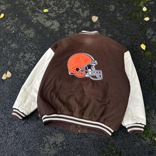 Vintage 80s Cleveland Browns NFL satin varsity - Depop