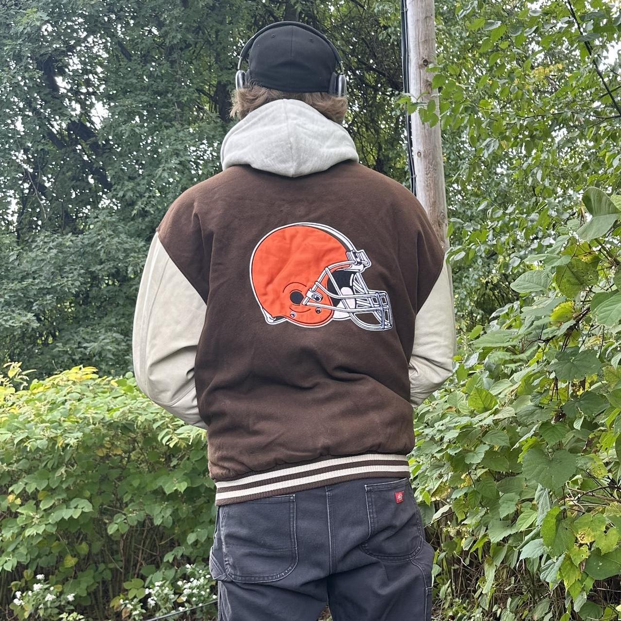 Vintage 80s Cleveland Browns NFL satin varsity - Depop