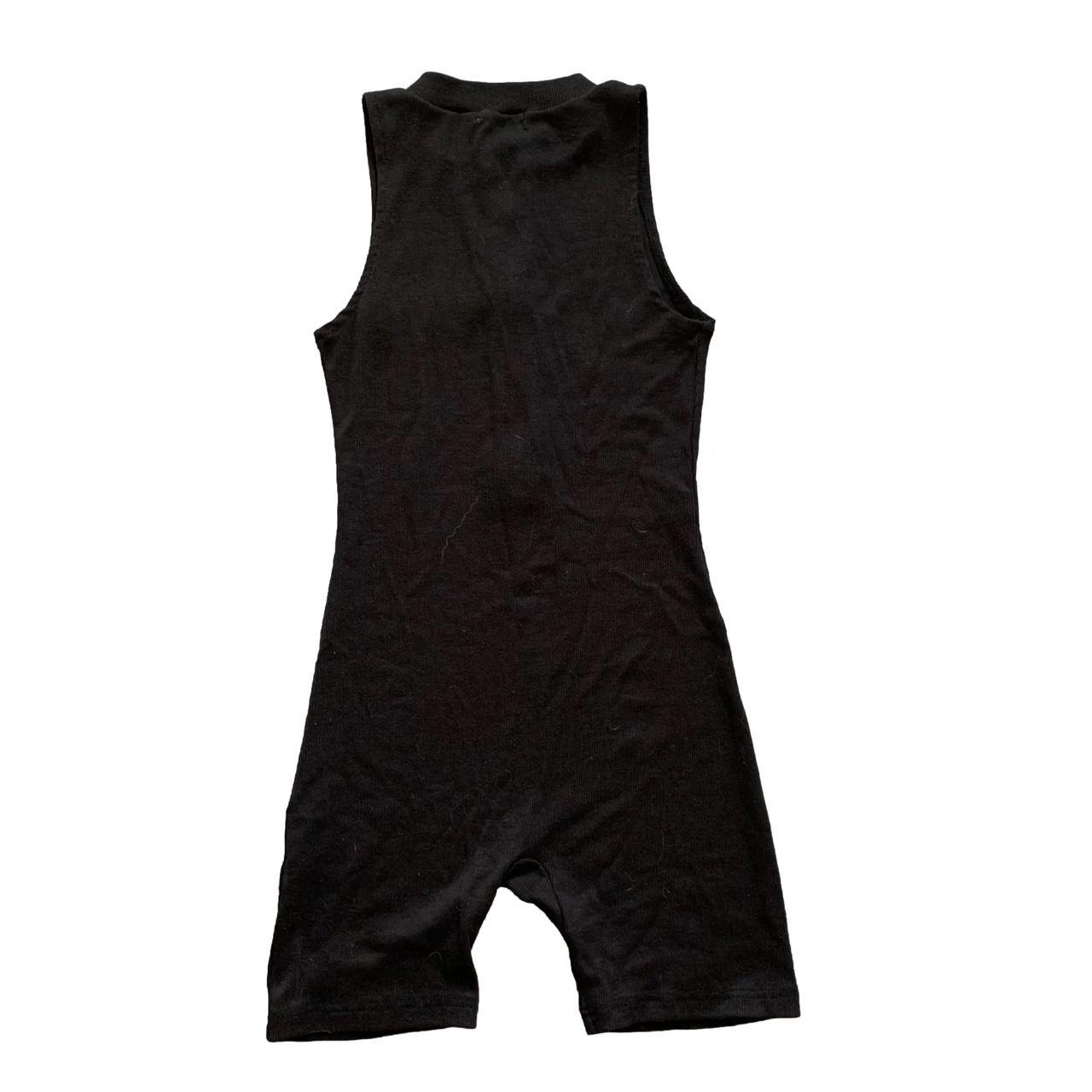 Black ribbed pretty little thing romper Zips up in - Depop