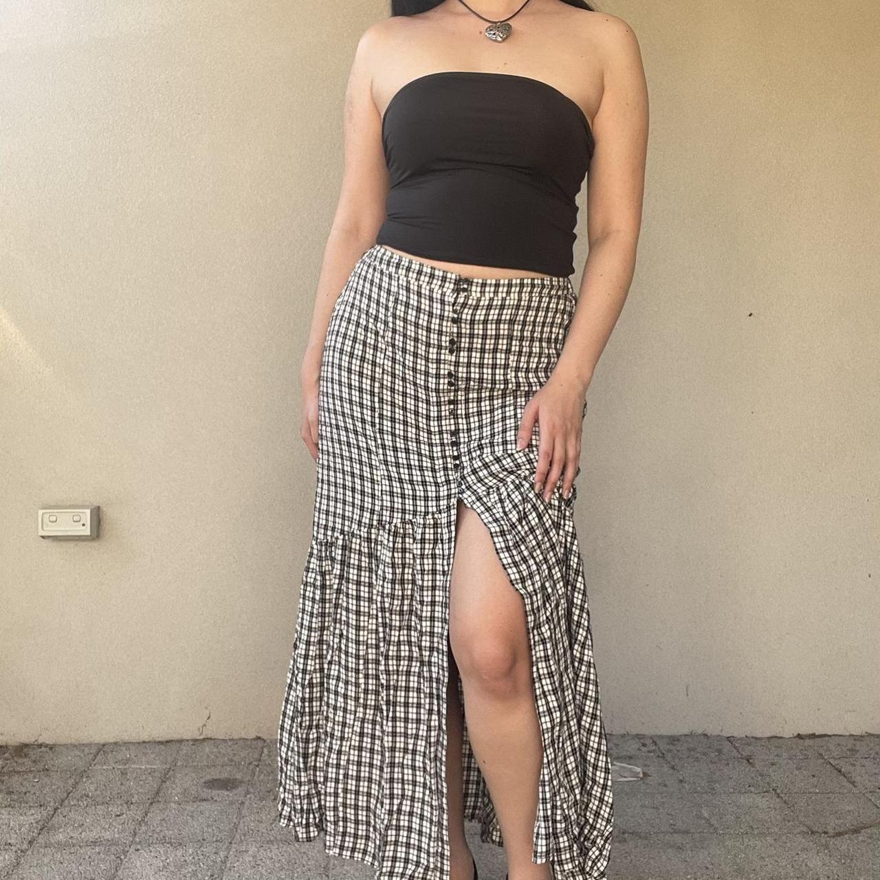 Ghanda check maxi skirt size M Brand Ghanda Size... Depop